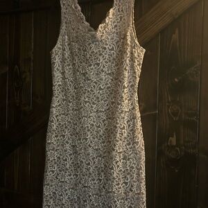 White House Black Market Ivory Lace Midi Dress